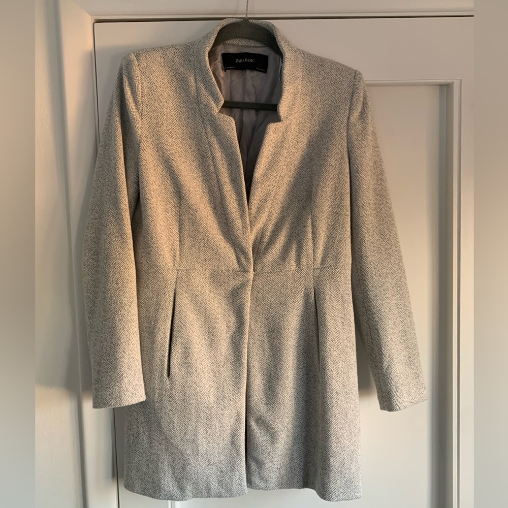 Zara Basic Women’s Pea Coat Herringbone - image 1
